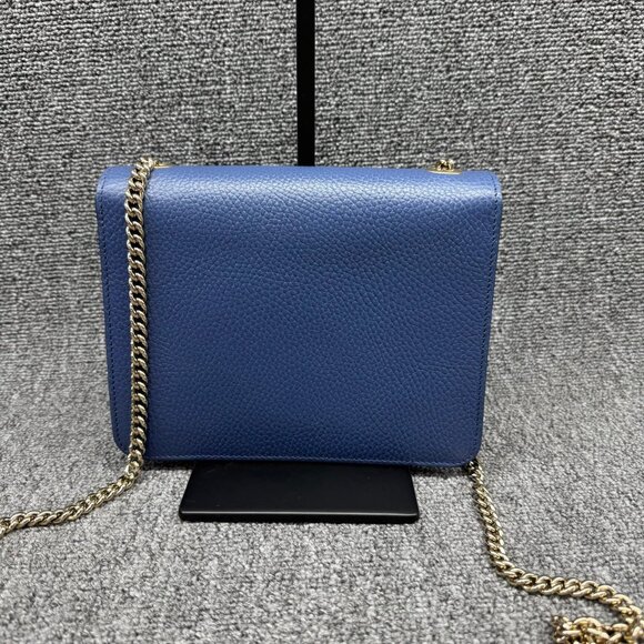 GUCCI Interlocking G Blue Leather Shoulder Bag 650-081525 - Picture 3 of 15